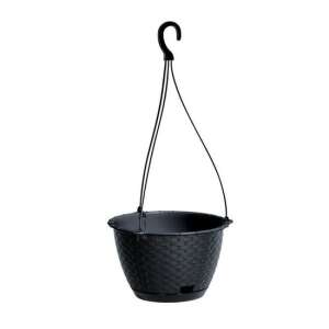 Prosperplast Ratolla Anthracite Round Hanging Flower Pot, 24.3x16 cm - Landscaping