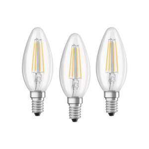 Sada 3 vintage LED žiaroviek v tvare sviečky 4W (40W), E14, B40, 470 lm, neutrálne svetlo (4000K), číre, Osram 104153119 - Lampy&osvetlenie