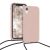 KWmobile iPhone XR pink silicone case with lanyard on phone
