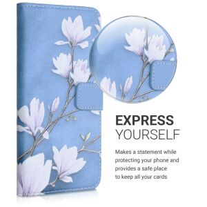 kwmobile Motorola Edge Tok magnolia floral eco-leather wallet case - Phone Case