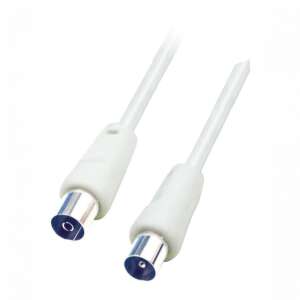 5m white coaxial cable with F-type connectors - Coaxial Cable