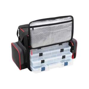 Mikado Jaws horgász táska dobozokkal, fekete és piros - Pergető táska