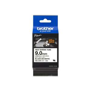 Brother P-touch Heat Shrink Tube, 9.0mm, Black on White, 1.5m - Office Supplie & Stationery