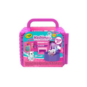 Crayola Washimals Salon Set, Color & Clean Washable Little Pets, portable playset for kids, pink carrying case with pet grooming tools - Crayola