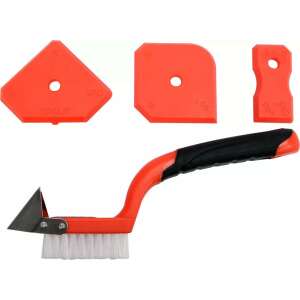 YATO 4 piece silicone grout removal tool set, includes a scraper with a brush for cleaning grout lines - Hand tool