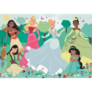 Clementoni Disney Princess 104-piece Maxi Puzzle featuring Cinderella, Moana, Mulan, Aurora, Tiana, and Jasmine - Clementoni Puzzle