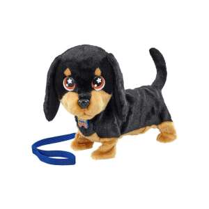 Animagic Waggles Jucărie de Pluș Interactivă, Cățeluș Teckel Negru, Jucărie de Câine Mergător - Plușuri interactive