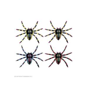 4 db-os neon pók szett, Halloween dekoráció, fekete sárga, narancs, kék és piros csíkokkal - Halloweeni dekoráció