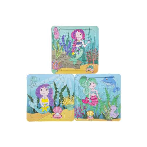 Sellő puzzle gyerekeknek, 16 darabos, 14cm x 14cm, véletlenszerű minta 