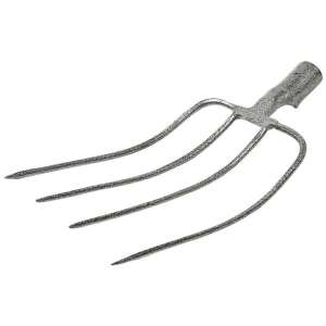 Silberne geschmiedete 4-zinkige Gartenforke - Heugabeln