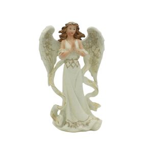 Figurka anioła w kolorze szampana House of Seasons, widok z przodu - Dekoracja świąteczna