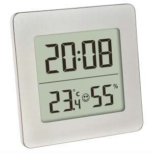 TFA Digital Thermometer and Hygrometer with Clock and Alarm, White - Weather Station