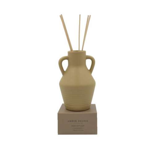 Amber Delice Amfora reed diffuser, 100ml, ceramic jar with wooden sticks, home fragrance