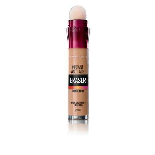 Maybelline Instant Anti-Age Eraser korrektor, 02 Nude, Goji bogyóval és Haloxyl-lal, sötét karikák, tökéletlenségek és kontúrozáshoz