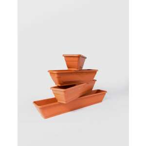 STERK brown plastic flower planter with tray, 80x16x19 cm - Sterk