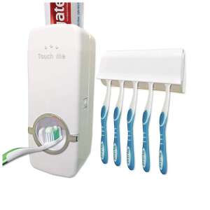 Praktikus Fogkrém Adagoló és 5 Fogkefés Tartó - Fehér