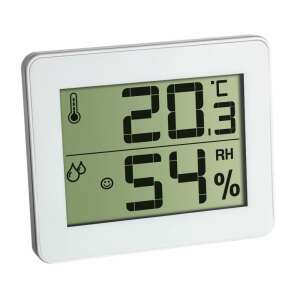 TFA 30.5027.02 digital indoor thermometer and hygrometer, white, showing temperature and humidity readings - Weather Station