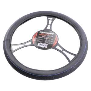 Carguard black and blue steering wheel cover with perforated leather - Carguard