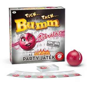 Tick Tack Bumm Vibrálás adult party game, red bomb with winking face, cards, box - Adult Board Game
