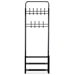 Black metal coat rack with shoe shelf, ModernHome - ModernHOME