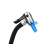 Close-up of the air compressor's inflation nozzle with a blue adapter