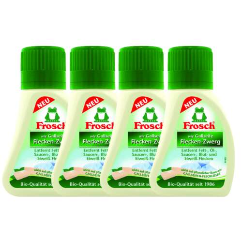 Frosch Flecken-Zwerg Pre-Wash Stain Remover, 4 pack, 75ml each, removes grease, oil, sauce, blood, and protein stains