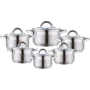 RAINSTAHL 12 Részes Inox Edénykészlet, 9 réteg, üvegfedéllel, Indaktió 67705361 - Edénykészlet