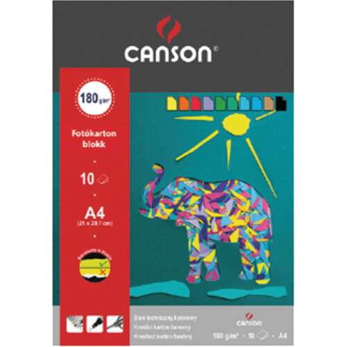 Canson A4 színes fotókarton blokk, 10 lap, 160g, művészeti és kézműves célokra