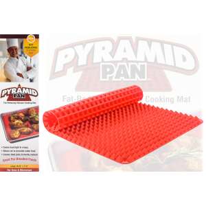 Pyramid Pan zsírcsökkentő szilikon sütőlap, piros, tapadásmentes, sütőbe és mikrohullámú sütőbe - Pyramid