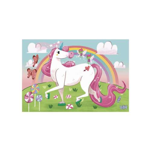 Clementoni SuperColor Puzzle mit 104 Teilen, Ich glaube an Einhörner, mit einem Einhorn, einem Regenbogen und Feen