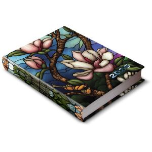 Realsystem 2025-ös határidőnapló ólomüveg virágmintával - REALSYSTEM