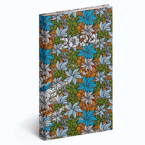 2024 Pocket Calendar, Standing, White Pages, RealSystem, Floral Design