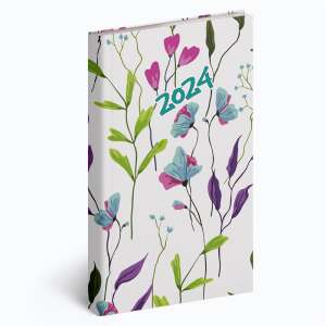 2024 Floral Pocket Calendar, White Pages, RealSystem - Office Supplie & Stationery