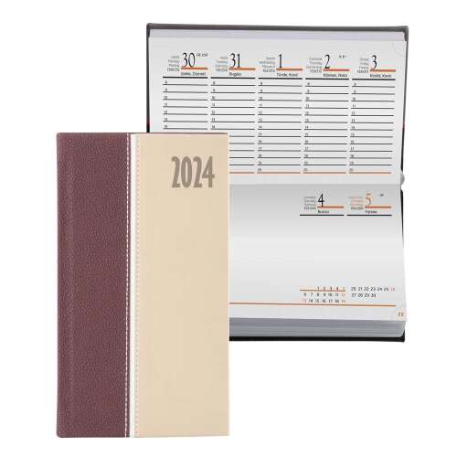 Zsebnaptár fekvő kensington, fehér lapokkal barna realsystem 2024. 67812537