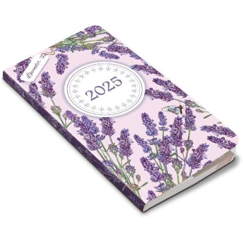 Lavender pocket calendar 2025, RealSystem, white pages