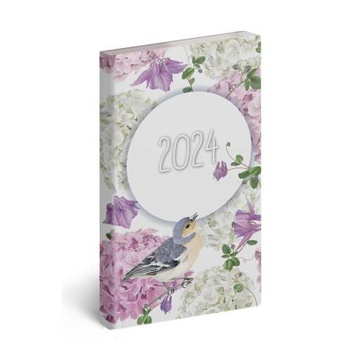 Realsystem Flexi 2024 pocket calendar with floral design and bird