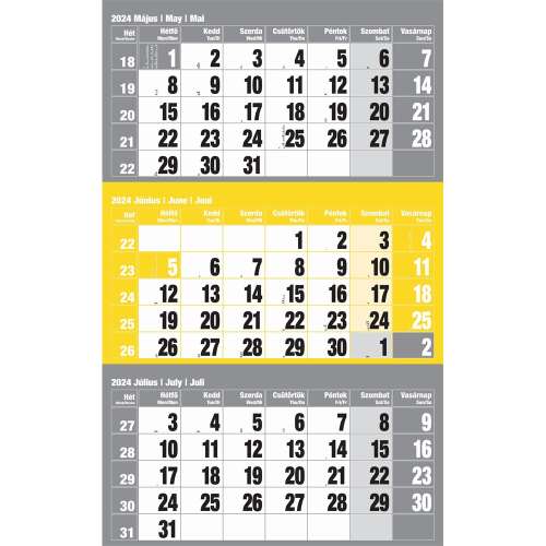 2024 RealSystem wall calendar, yellow, 300x480mm, 12 months, blank header, dispatch calendar
