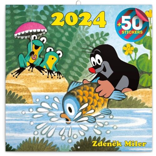 Realsystem 2024 Kis Vakond fali naptár borító rajzfilm illusztrációval és 50 matricával