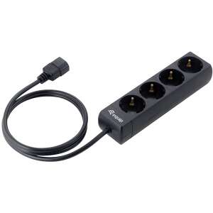 Equip 4-socket power strip with 1.1m cable, black - Equip