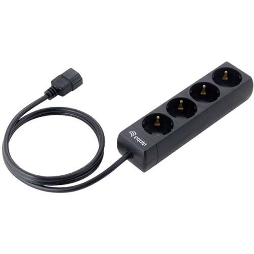 Equip 4-socket power strip with 1.1m cable, black