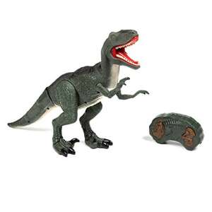 Velociraptor - dinozaur cu telecomandă, 48x26x10 cm, verde 67829436 Jocuri interactive pentru copii