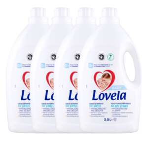 4 pachete Lovela Baby Detergent lichid hipoalergenic pentru albe, 2,9L fiecare, 128 spălări în total - Gel de spălare, Clătiți și Capsulă de spălare