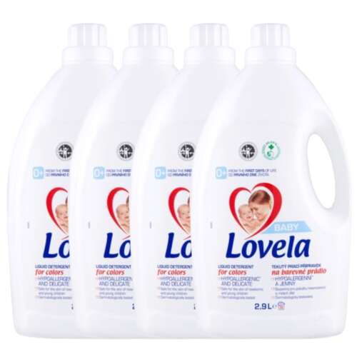 4 pack Lovela Baby Hypoallergenic Liquid Detergent for Colors, 2.9L each, 128 washes total