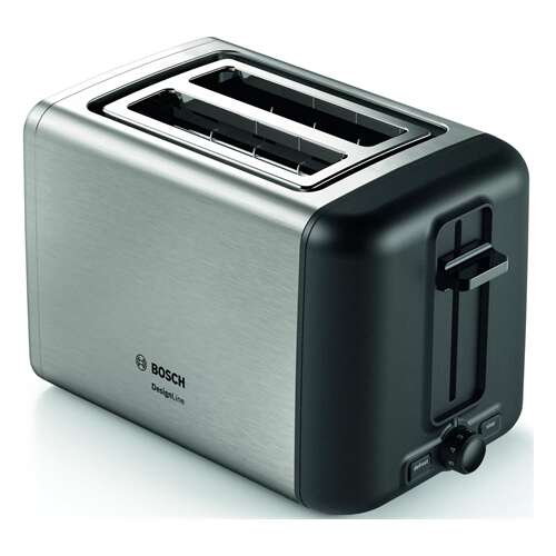 Hriankovač, Bosch TAT3P420, kompaktný hriankovač, DesignLine, nehrdzavejúca oceľ, 820-970W, automatické vypínanie, rozmrazovanie a ohrev, vysoký zdvih