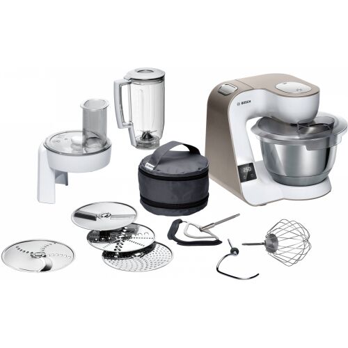 Bosch MUM5XW20 Kitchen Machine with accessories, 1000W, stainless steel bowl, white and grey