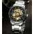 NARY Silver Skeleton Style Luxus Autómata Férfi Karóra 31863454