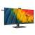 Angled view of Philips 40B1U6903CH/00 40-inch UltraWide Thunderbolt IPS WLED monitor displaying colorful image