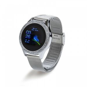 Oromed Silver Smartwatch with Crystal Bezel and Stainless Steel Band - Smartwatch