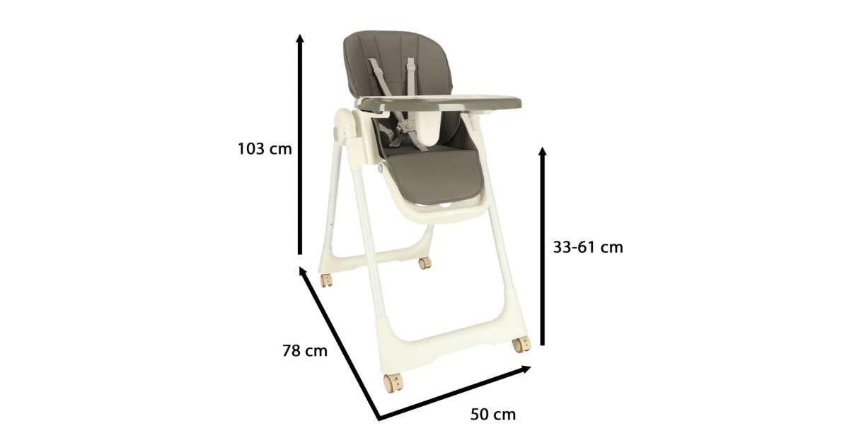 Feeding chair on wheels with stand folding grey Pepita