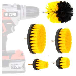 Drill brush attachment set for cleaning, power scrubber brushes - Drill and Screwdriver Accessory